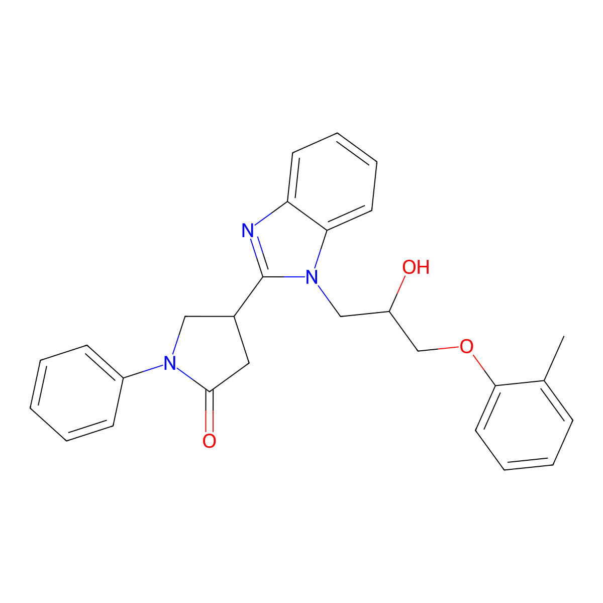 4-{1-[2-hydroxy-3-(2-methylphenoxy)propyl]-1H-benzimidazol-2-yl}-1-phenylpyrrolidin-2-one molecular structure, CAS 1018161-64-2