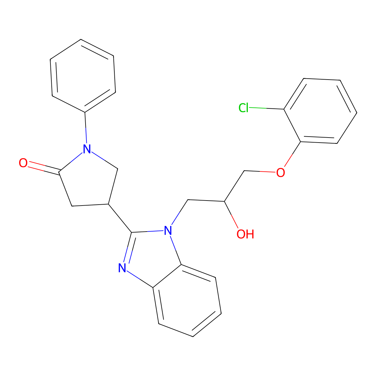 4-{1-[3-(2-chlorophenoxy)-2-hydroxypropyl]-1H-benzimidazol-2-yl}-1-phenylpyrrolidin-2-one molecular structure, CAS 1018161-68-6