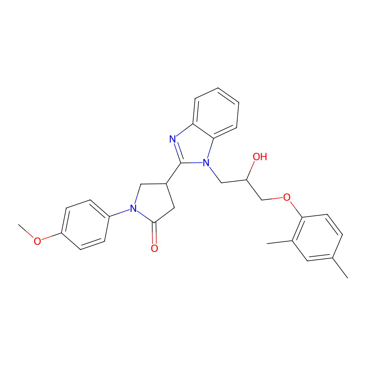 4-{1-[3-(2,4-dimethylphenoxy)-2-hydroxypropyl]-1H-benzimidazol-2-yl}-1-(4-methoxyphenyl)pyrrolidin-2-one molecular structure, CAS 1018161-76-6