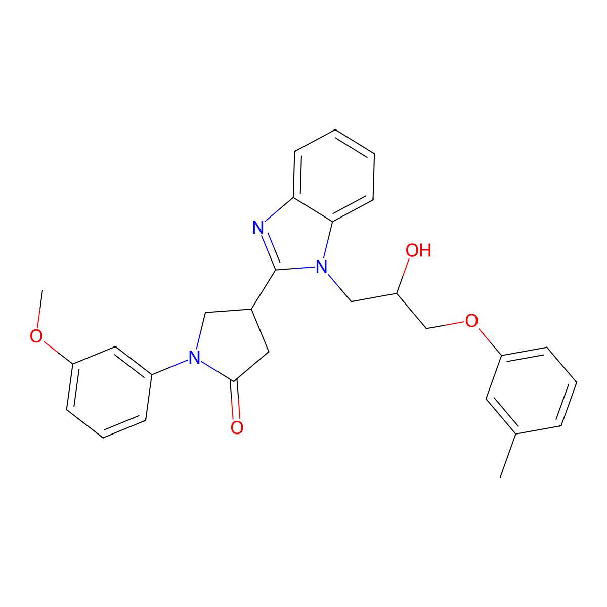 4-{1-[2-hydroxy-3-(3-methylphenoxy)propyl]-1H-benzimidazol-2-yl}-1-(3-methoxyphenyl)pyrrolidin-2-one molecular structure, CAS 1018161-95-9