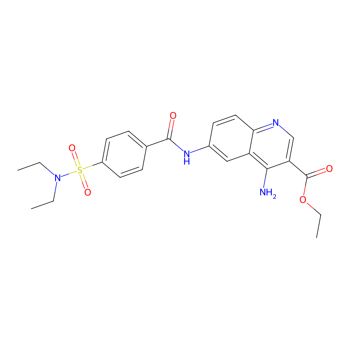 Ethyl 4-amino-6-[4-(diethylsulfamoyl)benzamido]quinoline-3-carboxylate molecular structure, CAS 1018161-97-1