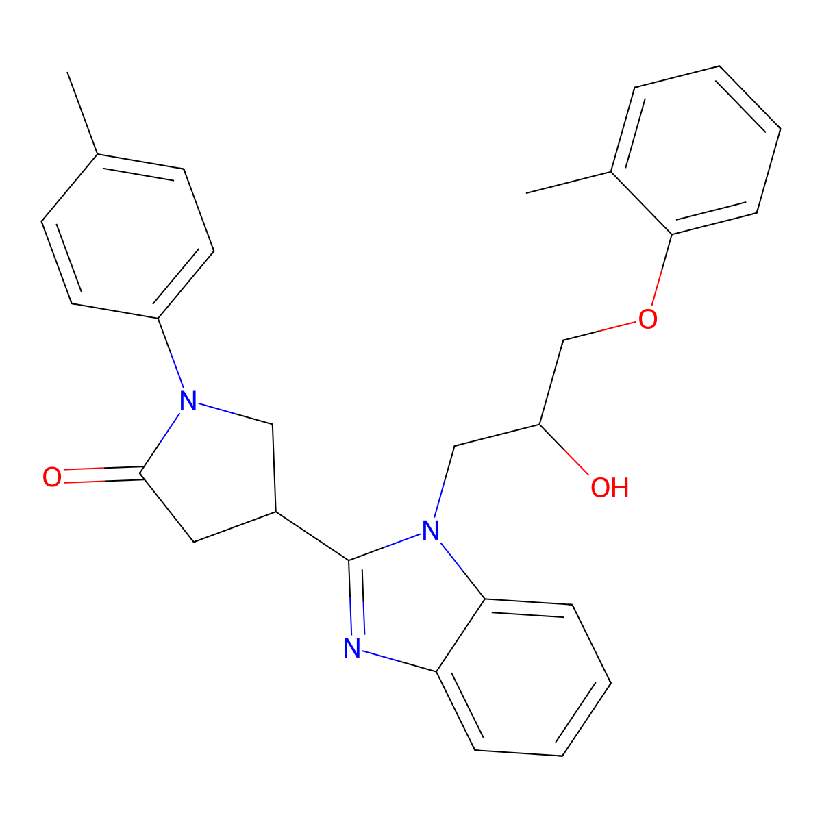 4-[1-[2-Hydroxy-3-(2-methylphenoxy)propyl]benzimidazol-2-yl]-1-(4-methylphenyl)pyrrolidin-2-one molecular structure, CAS 1018162-03-2