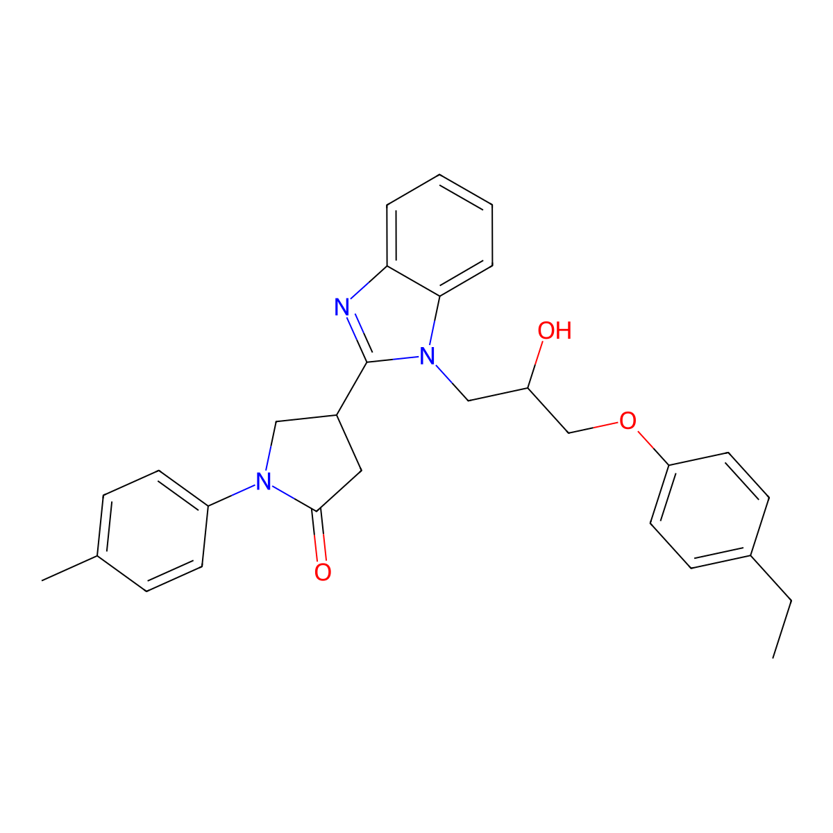 4-{1-[3-(4-Ethylphenoxy)-2-hydroxypropyl]benzimidazol-2-yl}-1-(4-methylphenyl) pyrrolidin-2-one molecular structure, CAS 1018162-11-2