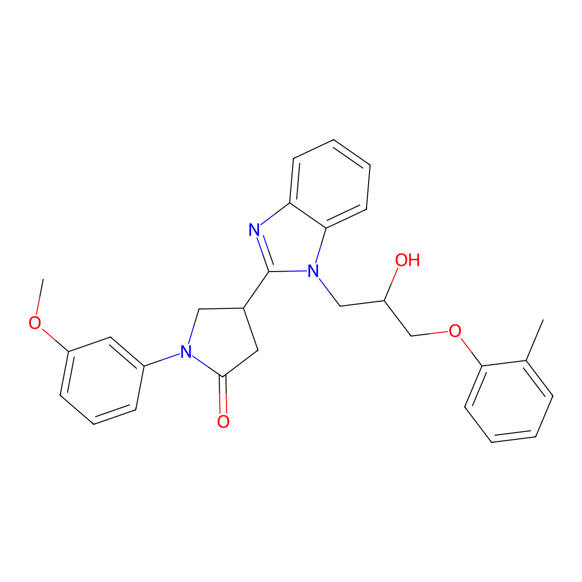 4-{1-[2-hydroxy-3-(2-methylphenoxy)propyl]-1H-benzimidazol-2-yl}-1-(3-methoxyphenyl)pyrrolidin-2-one molecular structure, CAS 1018162-31-6