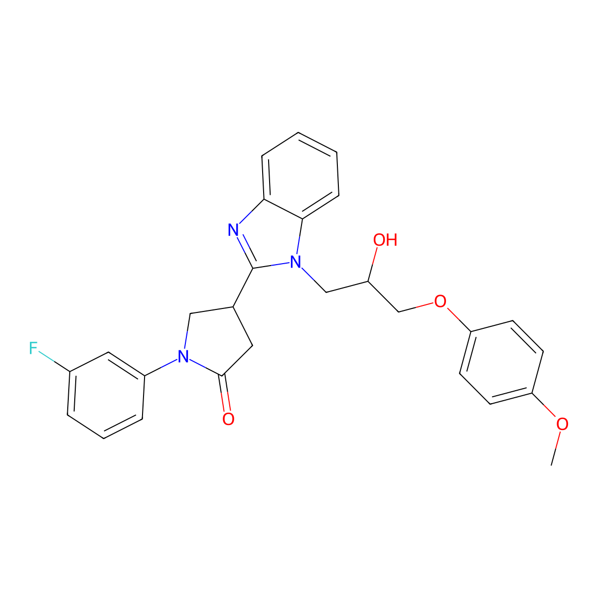 1-(3-fluorophenyl)-4-{1-[2-hydroxy-3-(4-methoxyphenoxy)propyl]-1H-benzimidazol-2-yl}pyrrolidin-2-one molecular structure, CAS 1018162-43-0