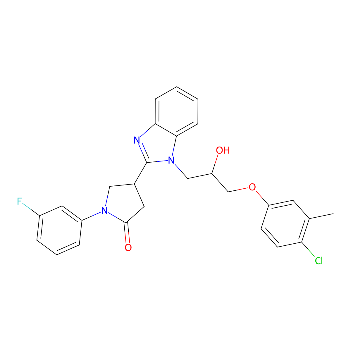4-{1-[3-(4-chloro-3-methylphenoxy)-2-hydroxypropyl]-1H-benzimidazol-2-yl}-1-(3-fluorophenyl)pyrrolidin-2-one molecular structure, CAS 1018162-55-4