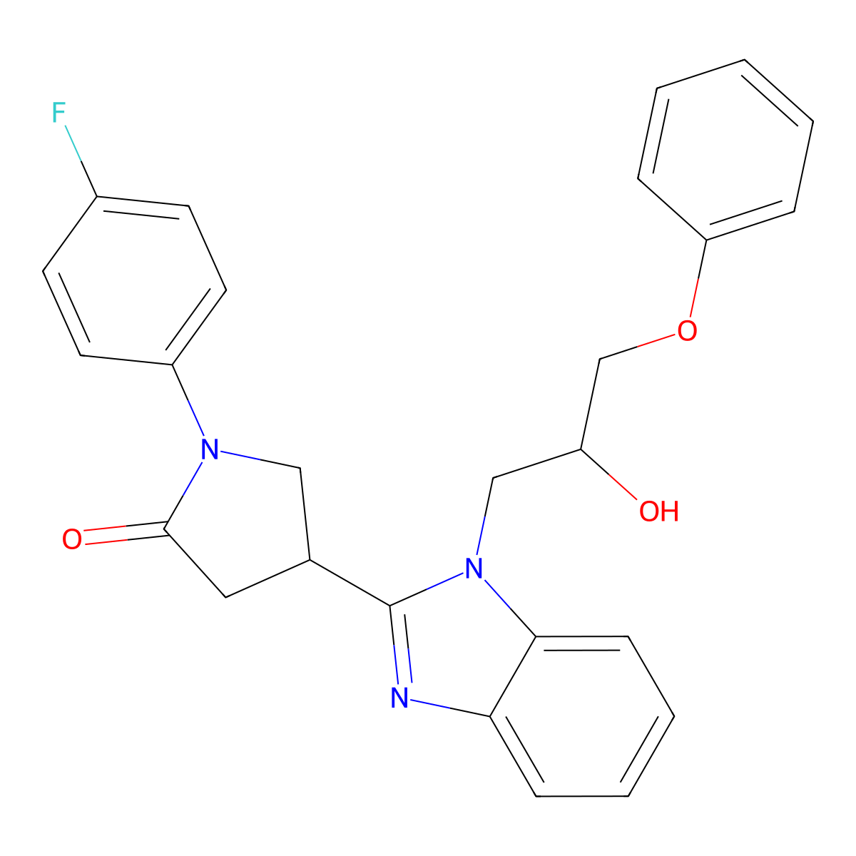 1-(4-fluorophenyl)-4-[1-(2-hydroxy-3-phenoxypropyl)-1H-benzimidazol-2-yl]pyrrolidin-2-one molecular structure, CAS 1018162-59-8