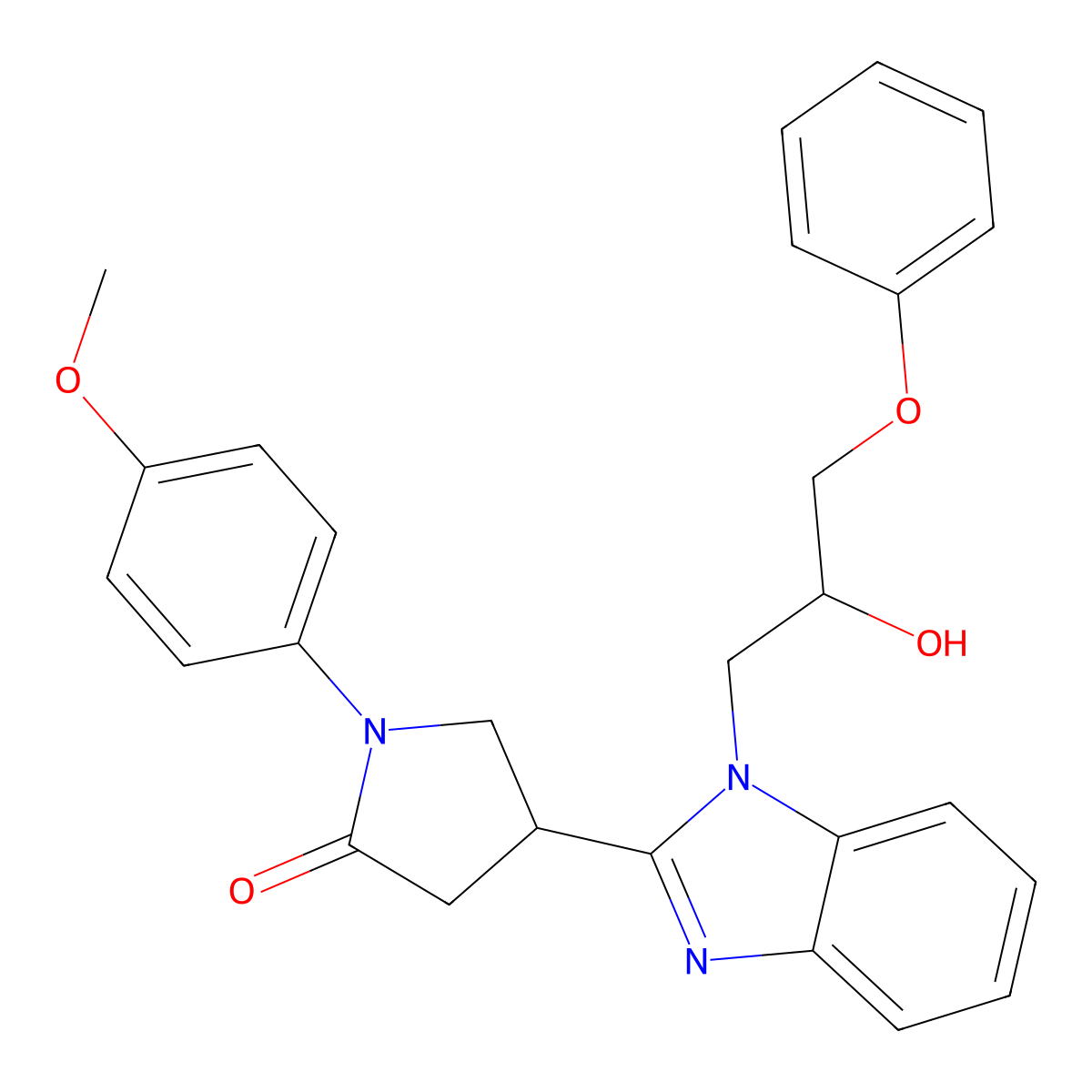 4-[1-(2-hydroxy-3-phenoxypropyl)-1H-benzimidazol-2-yl]-1-(4-methoxyphenyl)pyrrolidin-2-one molecular structure, CAS 1018162-71-4