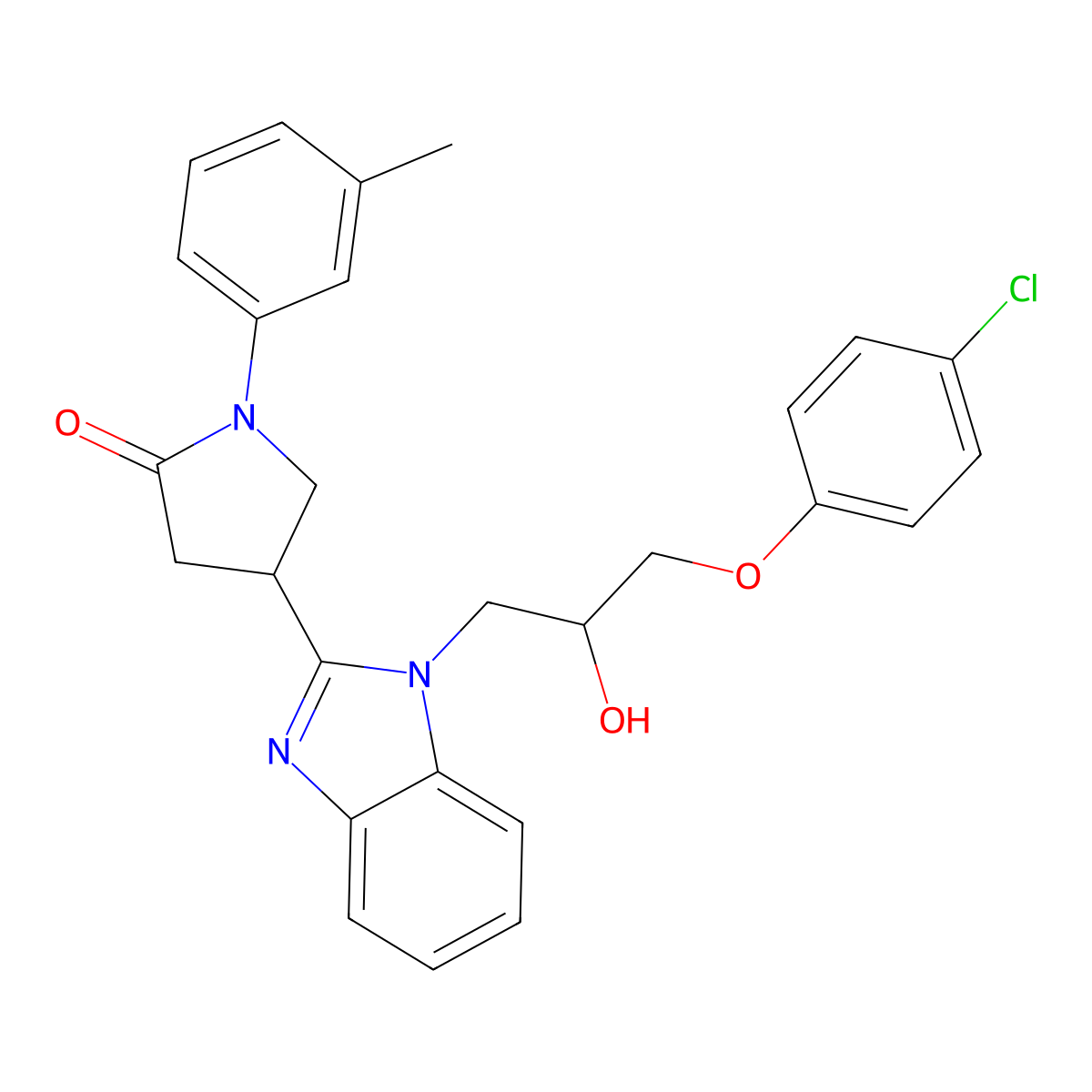 4-[1-[3-(4-Chlorophenoxy)-2-hydroxypropyl]benzimidazol-2-yl]-1-(3-methylphenyl)pyrrolidin-2-one molecular structure, CAS 1018162-89-4