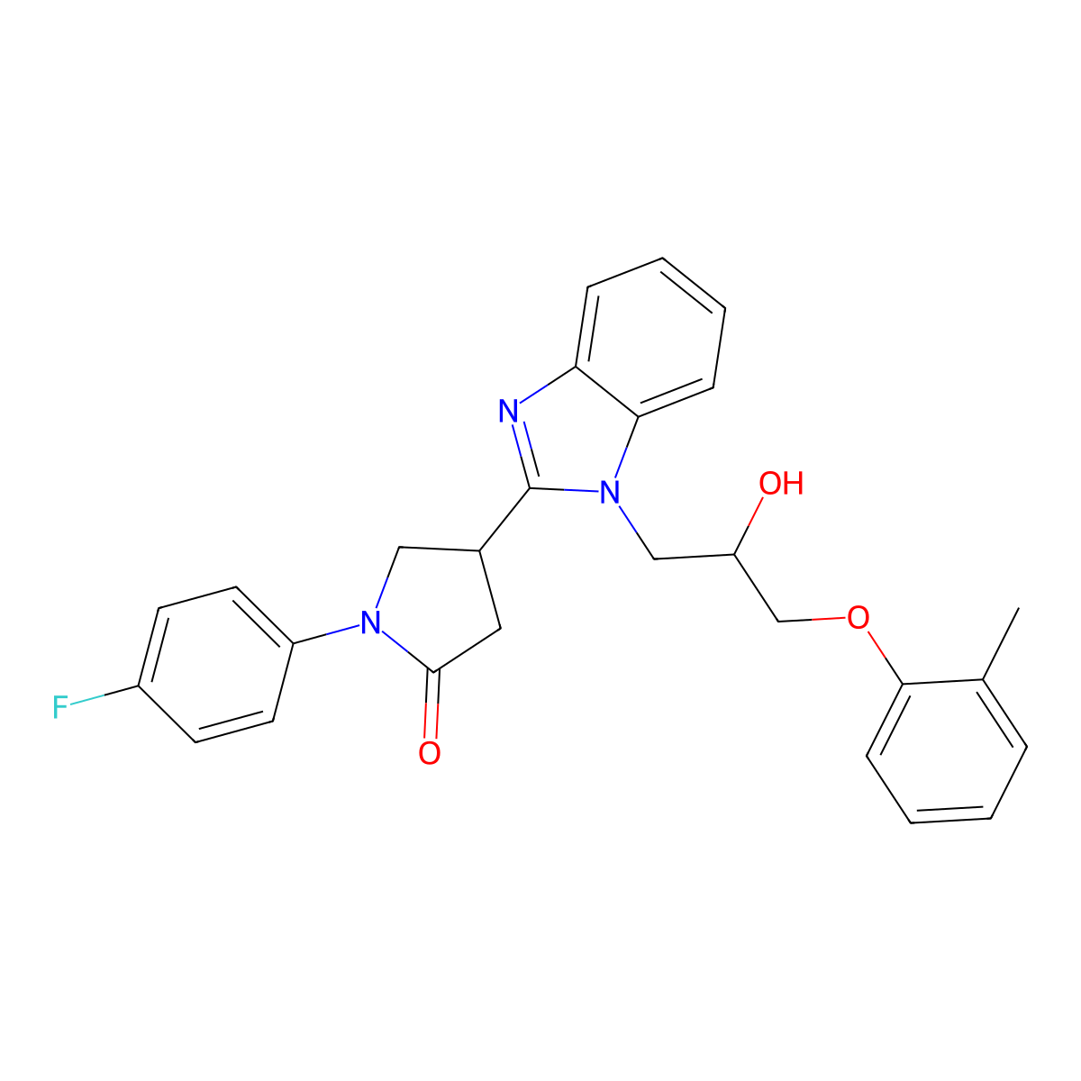 1-(4-Fluorophenyl)-4-[1-[2-hydroxy-3-(2-methylphenoxy)propyl]benzimidazol-2-yl]pyrrolidin-2-one molecular structure, CAS 1018162-93-0