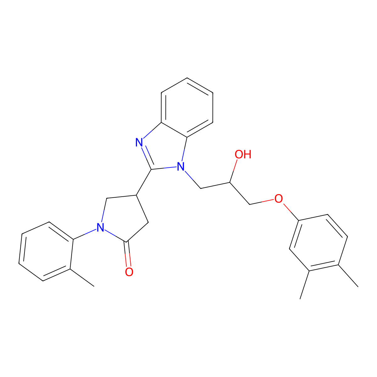 4-{1-[3-(3,4-dimethylphenoxy)-2-hydroxypropyl]-1H-benzimidazol-2-yl}-1-(2-methylphenyl)pyrrolidin-2-one molecular structure, CAS 1018163-01-3
