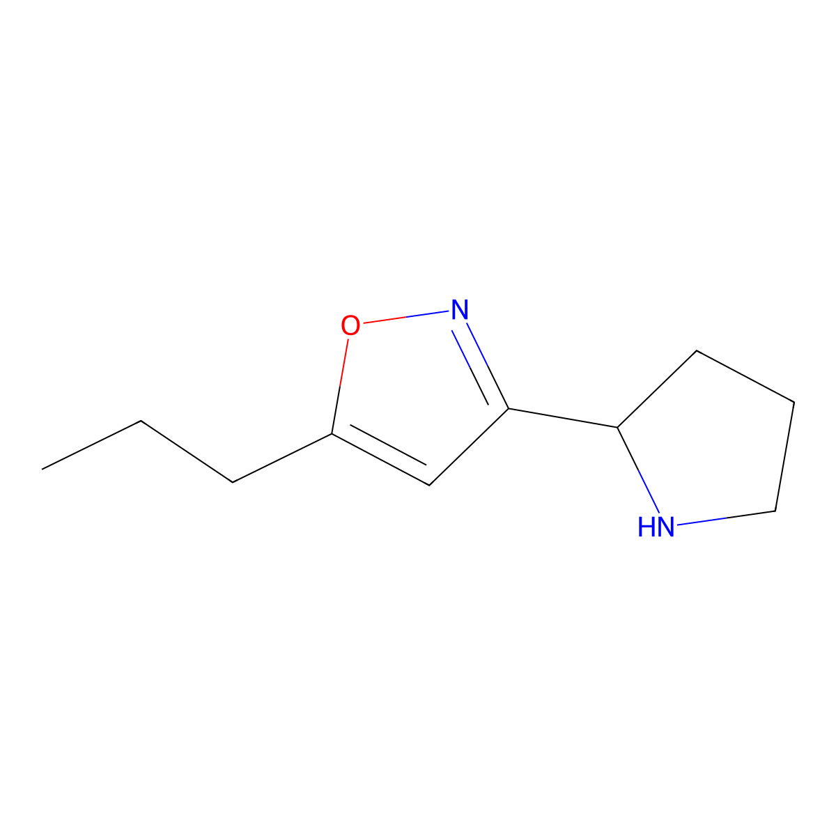 5-Propyl-3-(pyrrolidin-2-yl)-1,2-oxazole molecular structure, CAS 1018163-32-0