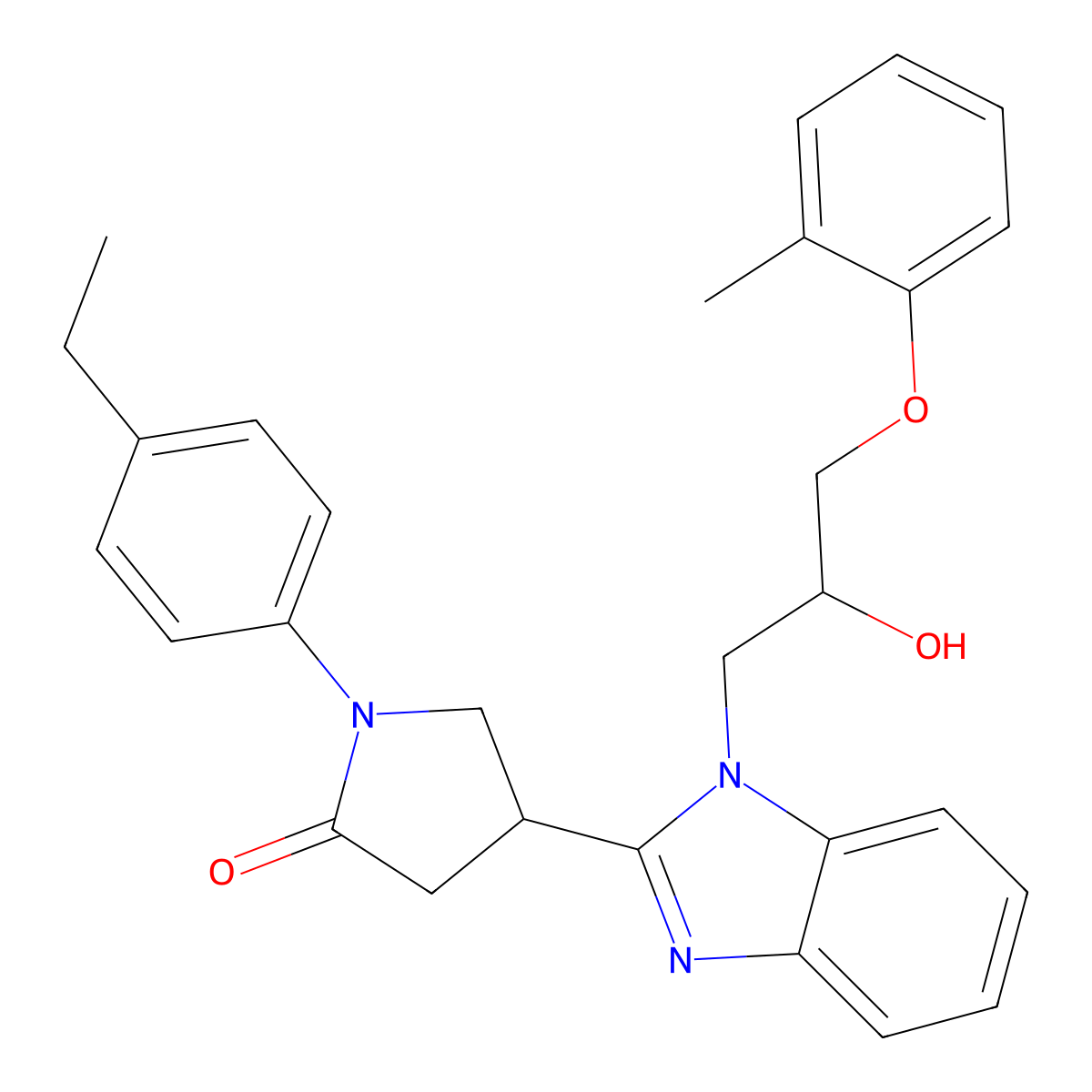 1-(4-Ethylphenyl)-4-{1-[2-hydroxy-3-(2-methylphenoxy)propyl]benzimidazol-2-yl} pyrrolidin-2-one molecular structure, CAS 1018163-33-1