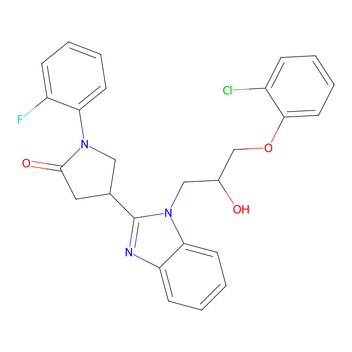 4-{1-[3-(2-Chlorophenoxy)-2-hydroxypropyl]benzimidazol-2-yl}-1-(2-fluorophenyl)pyrrolidin-2-one molecular structure, CAS 1018163-45-5