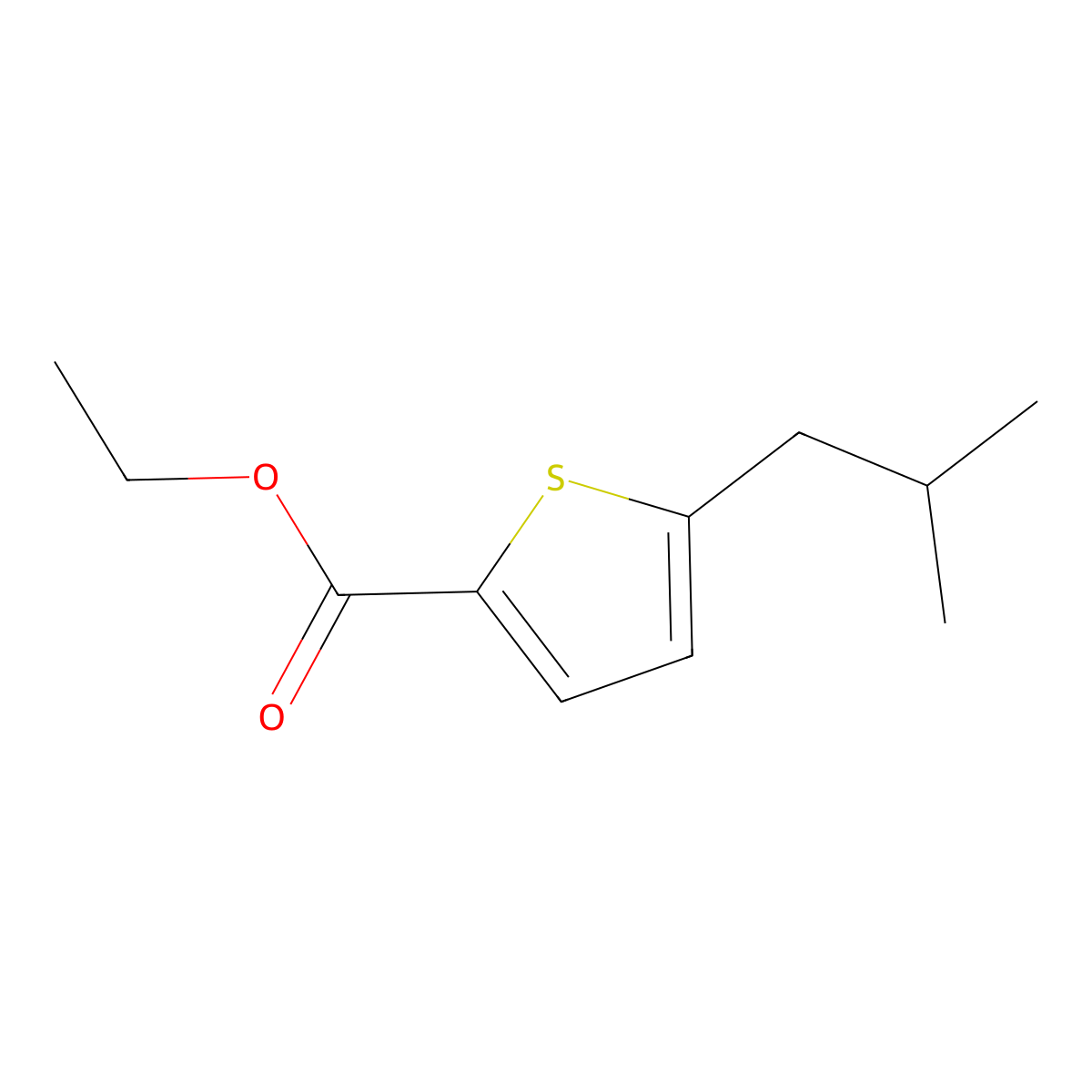 Ethyl 5-(2-methylpropyl)thiophene-2-carboxylate molecular structure, CAS 1018163-48-8