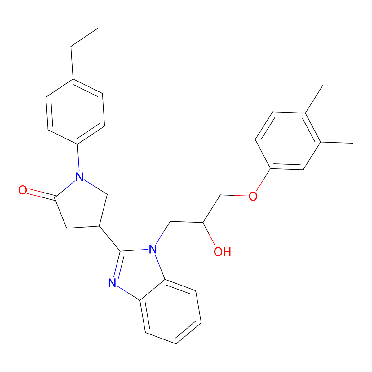 4-{1-[3-(3,4-dimethylphenoxy)-2-hydroxypropyl]-1H-benzimidazol-2-yl}-1-(4-ethylphenyl)pyrrolidin-2-one molecular structure, CAS 1018163-49-9