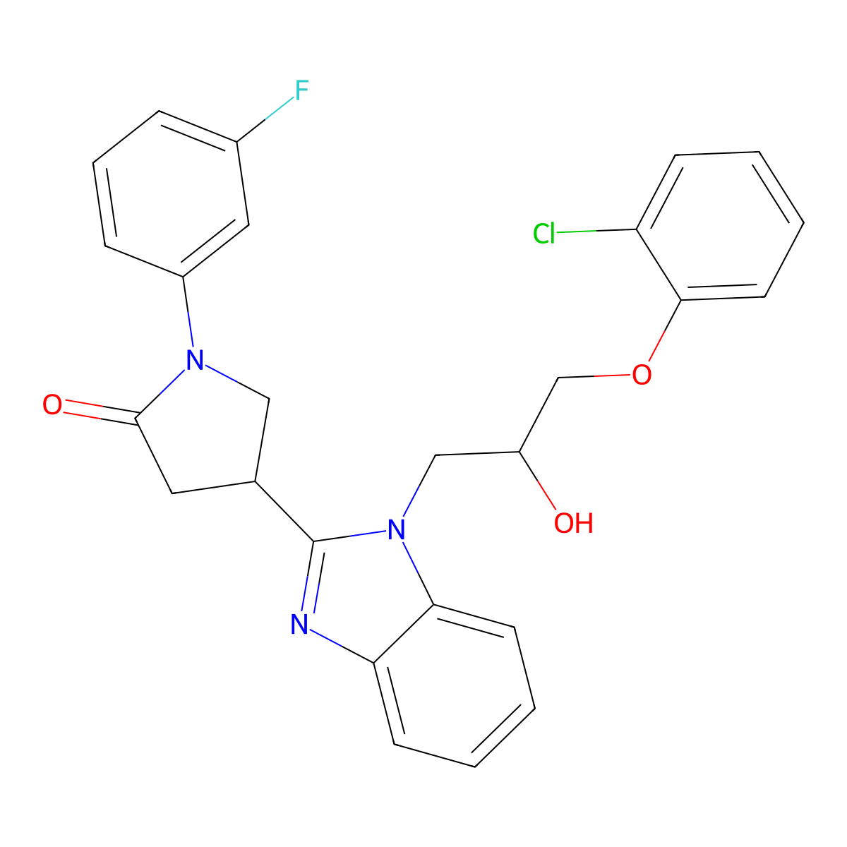 4-[1-[3-(2-Chlorophenoxy)-2-hydroxypropyl]benzimidazol-2-yl]-1-(3-fluorophenyl)pyrrolidin-2-one molecular structure, CAS 1018163-53-5