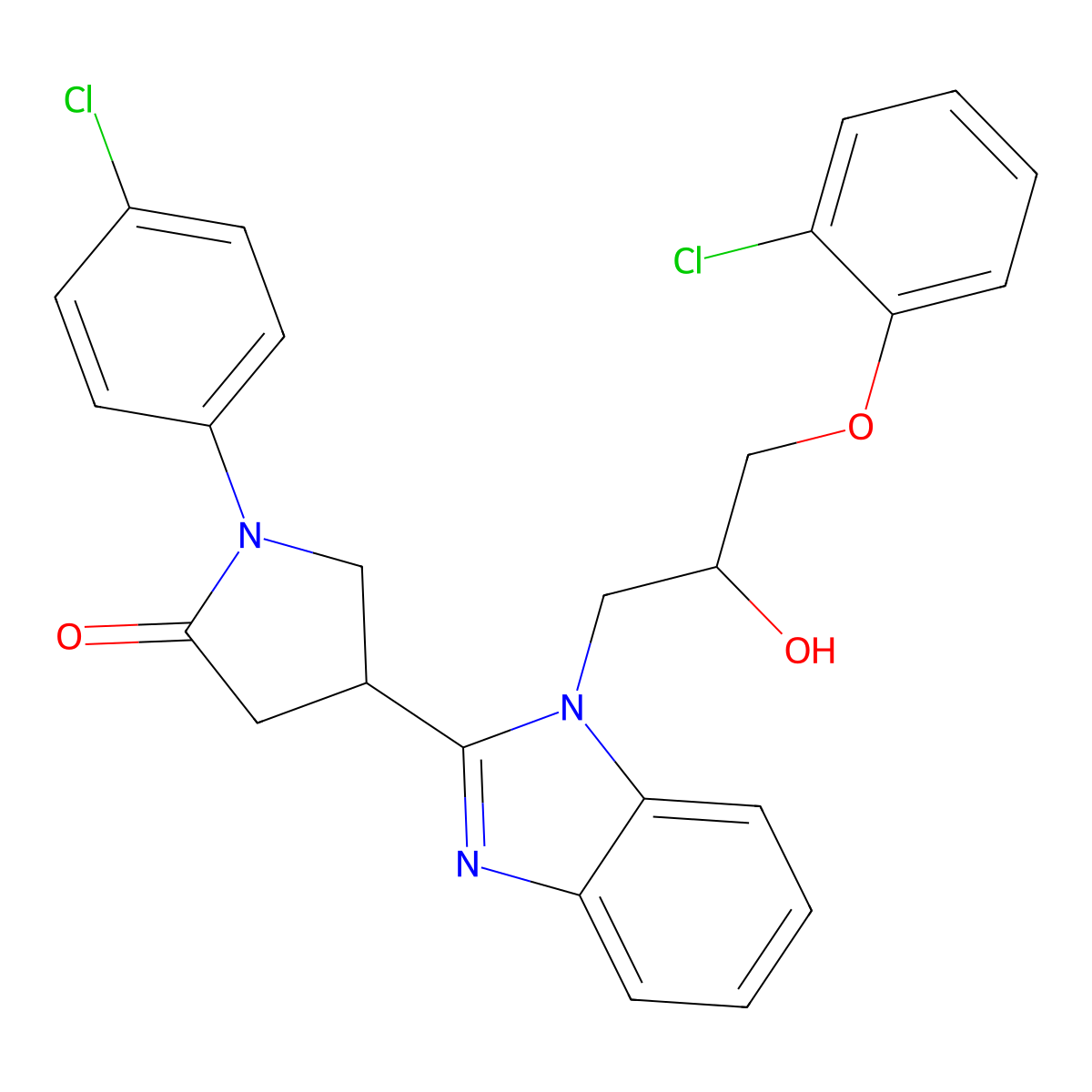 1-(4-Chlorophenyl)-4-{1-[3-(2-chlorophenoxy)-2-hydroxypropyl]benzimidazol-2-yl}pyrrolidin-2-one molecular structure, CAS 1018163-57-9