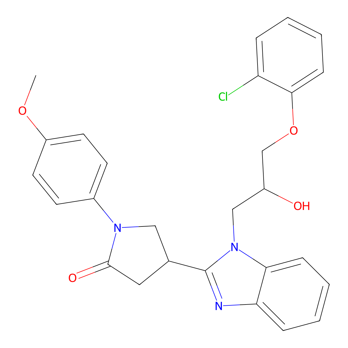 4-{1-[3-(2-chlorophenoxy)-2-hydroxypropyl]-1H-benzimidazol-2-yl}-1-(4-methoxyphenyl)pyrrolidin-2-one molecular structure, CAS 1018163-61-5
