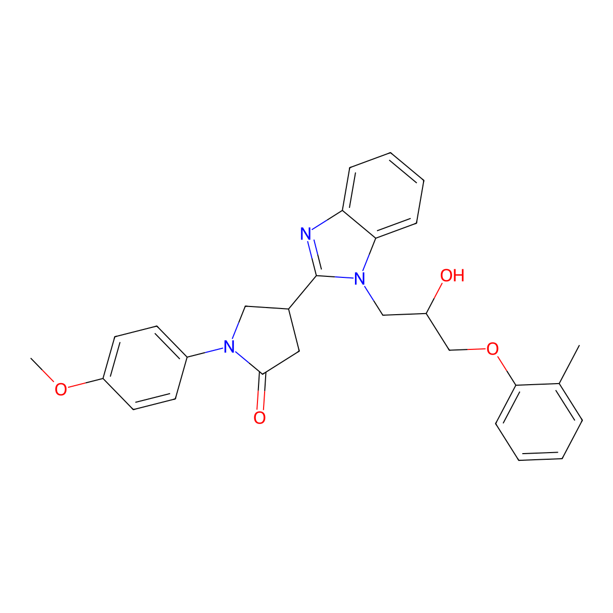 4-{1-[2-hydroxy-3-(2-methylphenoxy)propyl]-1H-benzimidazol-2-yl}-1-(4-methoxyphenyl)pyrrolidin-2-one molecular structure, CAS 1018163-65-9