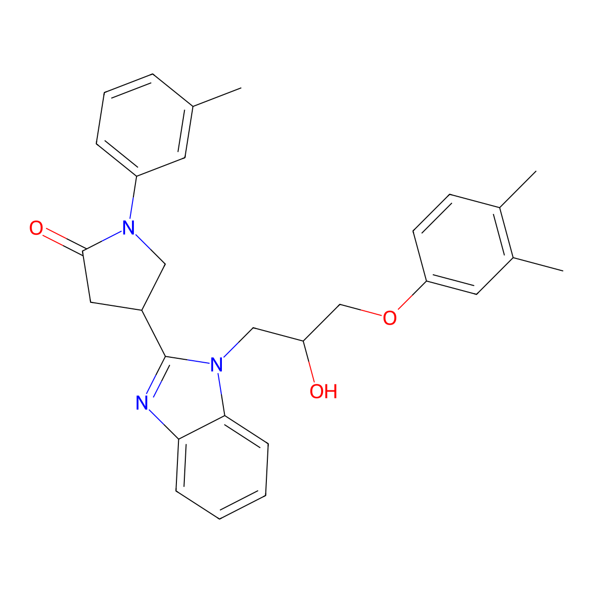 4-{1-[3-(3,4-dimethylphenoxy)-2-hydroxypropyl]-1H-benzimidazol-2-yl}-1-(3-methylphenyl)pyrrolidin-2-one molecular structure, CAS 1018163-77-3
