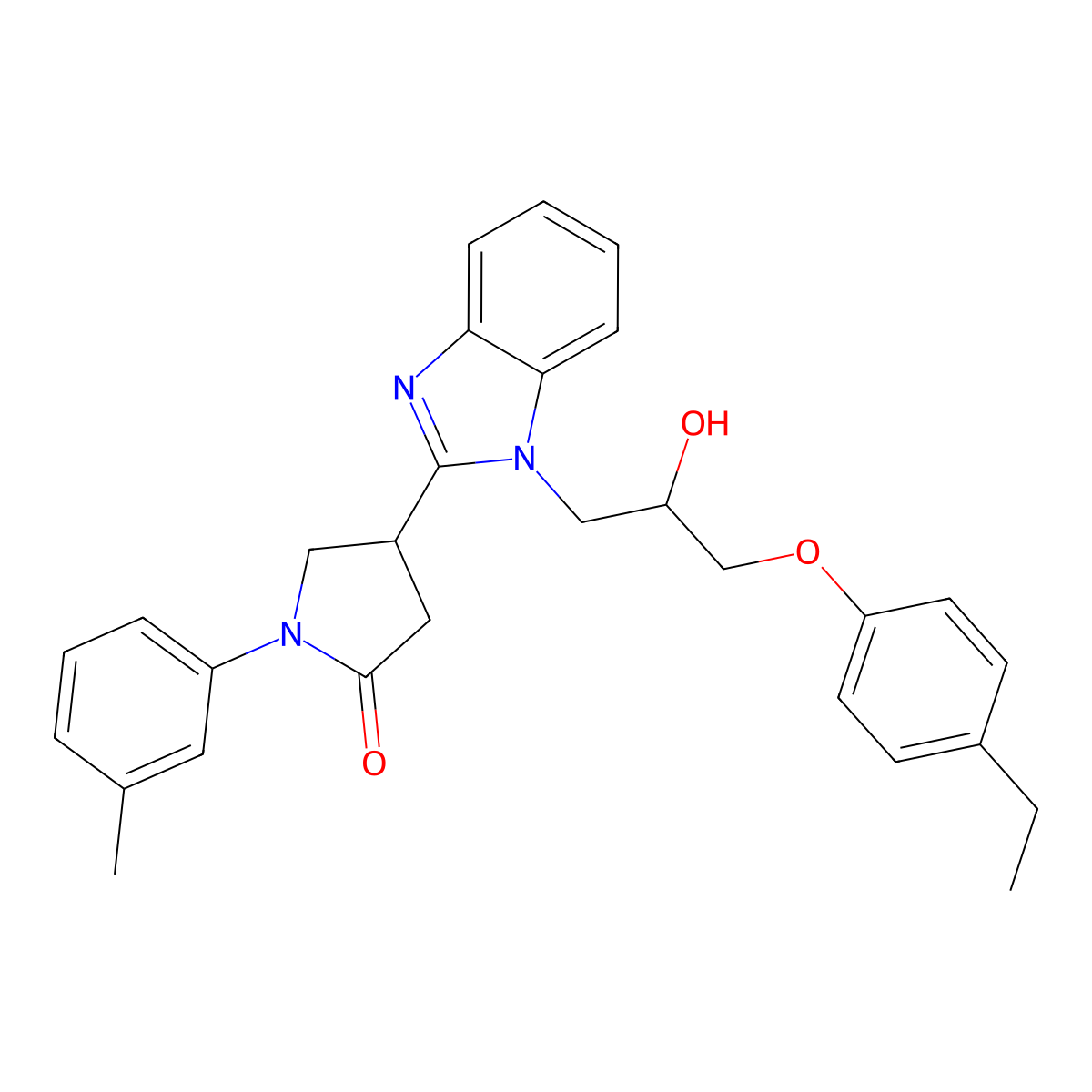 4-{1-[3-(4-Ethylphenoxy)-2-hydroxypropyl]benzimidazol-2-yl}-1-(3-methylphenyl) pyrrolidin-2-one molecular structure, CAS 1018163-85-3