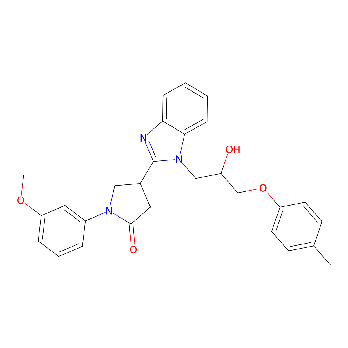4-(1-(2-hydroxy-3-(p-tolyloxy)propyl)-1H-benzo[d]imidazol-2-yl)-1-(3-methoxyphenyl)pyrrolidin-2-one molecular structure, CAS 1018163-95-5
