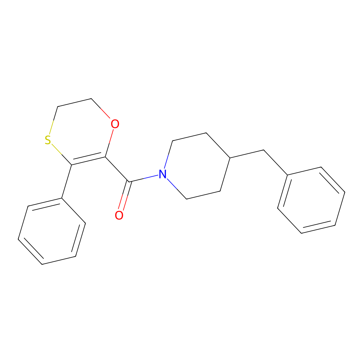 (4-Benzylpiperidin-1-yl)(3-phenyl-5,6-dihydro-1,4-oxathiin-2-yl)methanone molecular structure, CAS 1018163-96-6