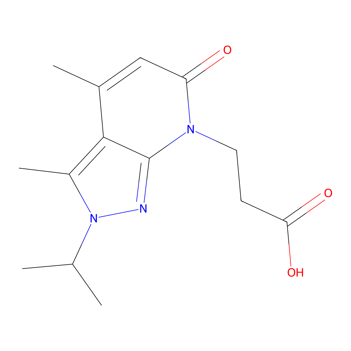 3-(2-Isopropyl-3,4-dimethyl-6-oxo-2H-pyrazolo[3,4-b]pyridin-7(6H)-yl)propanoic acid molecular structure, CAS 1018164-02-7