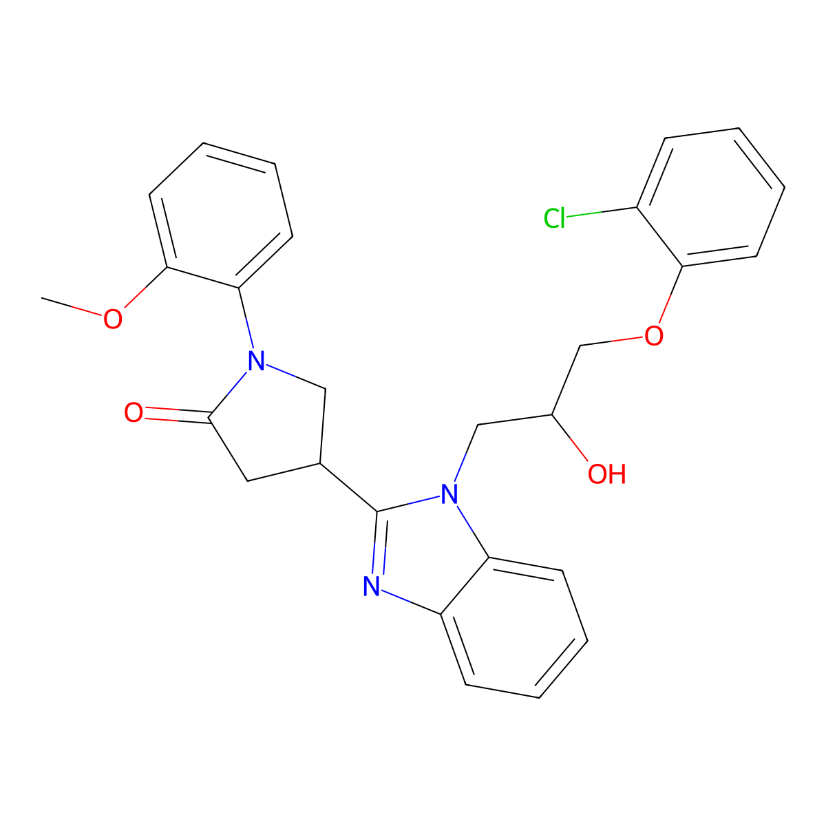 4-{1-[3-(2-chlorophenoxy)-2-hydroxypropyl]-1H-benzimidazol-2-yl}-1-(2-methoxyphenyl)pyrrolidin-2-one molecular structure, CAS 1018164-03-8