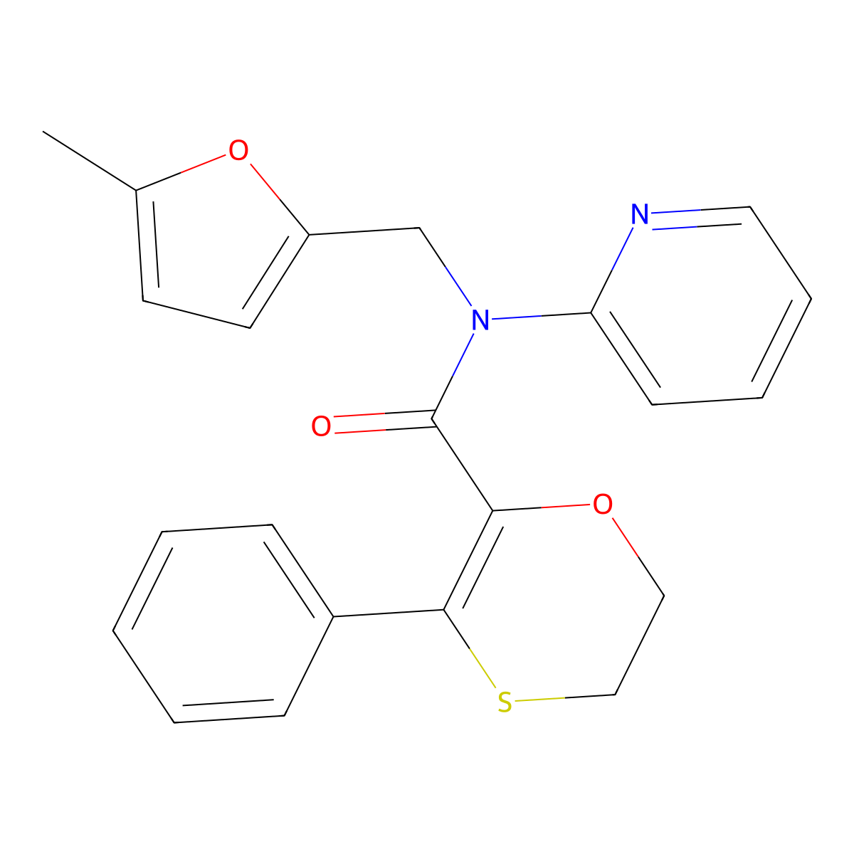 N-[(5-methylfuran-2-yl)methyl]-3-phenyl-N-(pyridin-2-yl)-5,6-dihydro-1,4-oxathiine-2-carboxamide molecular structure, CAS 1018164-04-9