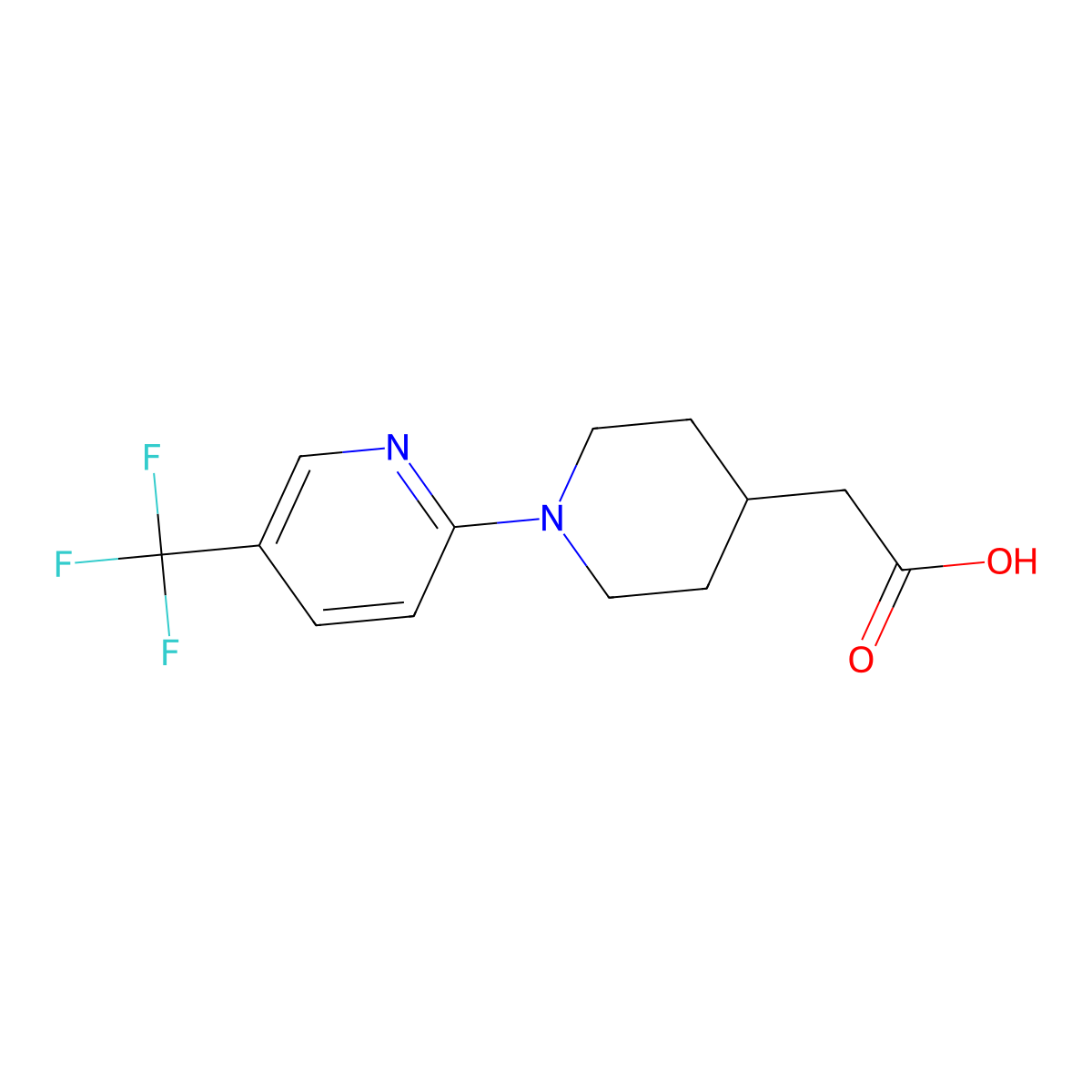 2-{1-[5-(Trifluoromethyl)pyridin-2-yl]piperidin-4-yl}acetic acid molecular structure, CAS 1018164-10-7