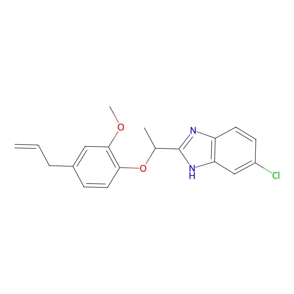 2-[1-(4-allyl-2-methoxyphenoxy)ethyl]-5-chloro-1H-benzimidazole molecular structure, CAS 1018164-11-8