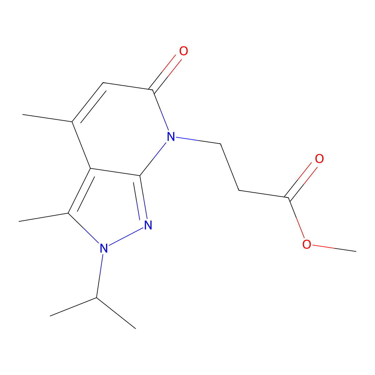 Methyl 3-(2-isopropyl-3,4-dimethyl-6-oxo-2H-pyrazolo[3,4-b]pyridin-7(6H)-yl)propanoate molecular structure, CAS 1018164-14-1