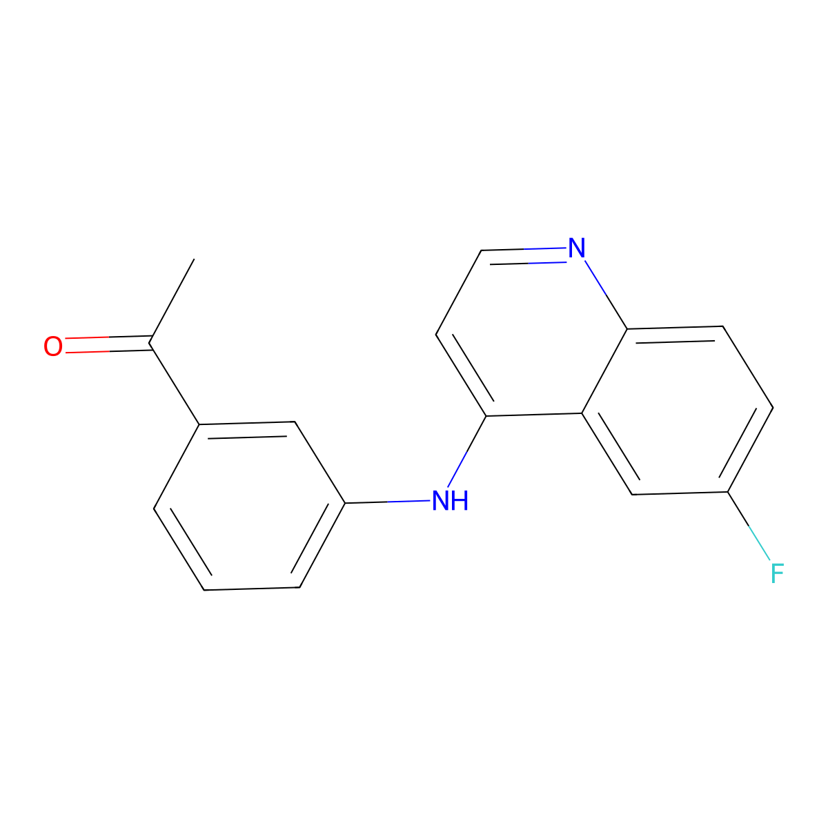 1-{3-[(6-Fluoroquinolin-4-yl)amino]phenyl}ethanone molecular structure, CAS 1018164-17-4