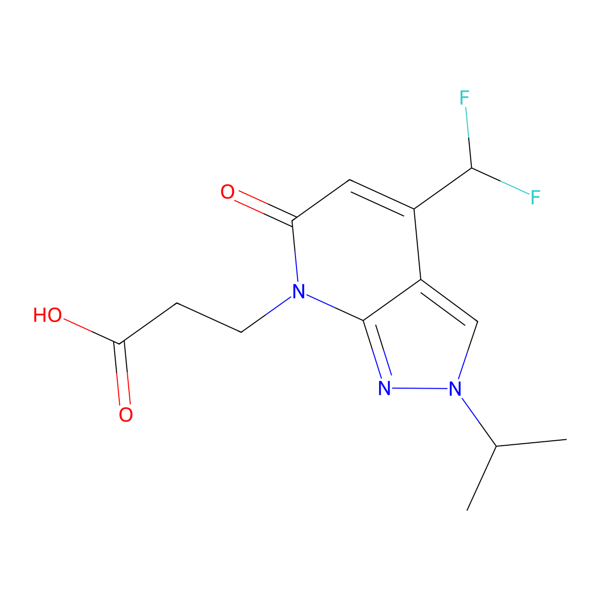 3-(4-(Difluoromethyl)-2-isopropyl-6-oxo-2H-pyrazolo[3,4-b]pyridin-7(6H)-yl)propanoic acid molecular structure, CAS 1018164-22-1