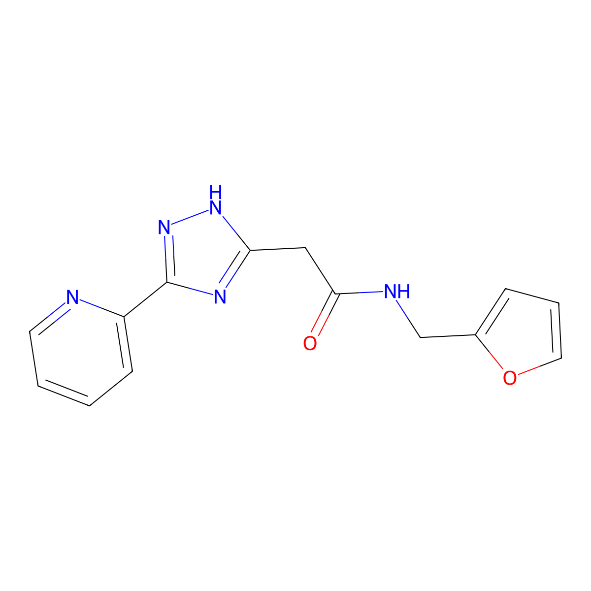 N-(Furan-2-ylmethyl)-2-[5-(pyridin-2-yl)-2H-1,2,4-triazol-3-yl]acetamide molecular structure, CAS 1018164-29-8