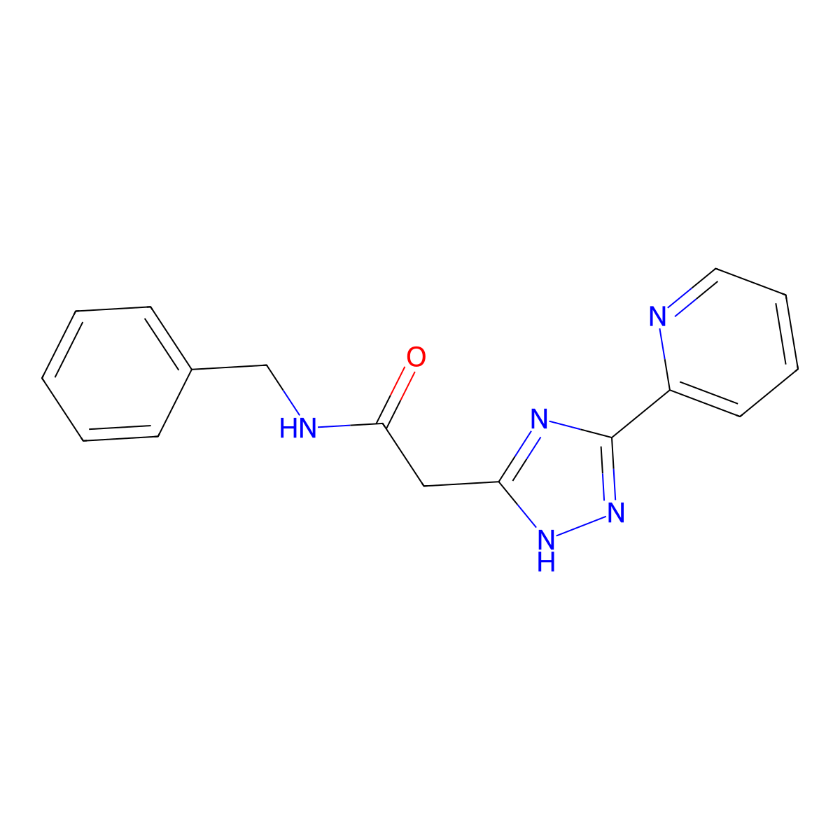 N-Benzyl-2-[5-(pyridin-2-yl)-2H-1,2,4-triazol-3-yl]acetamide molecular structure, CAS 1018164-33-4