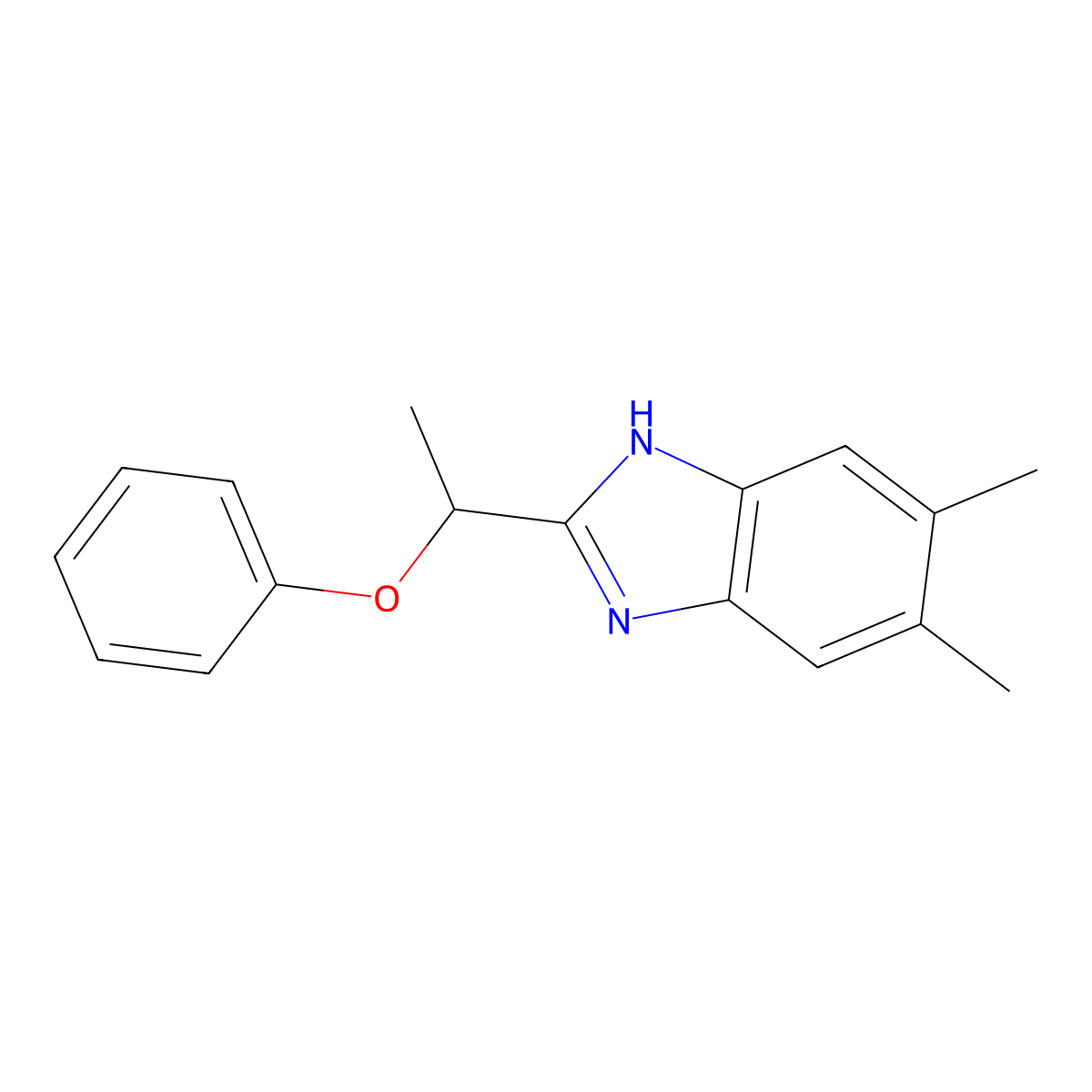 5,6-dimethyl-2-(1-phenoxyethyl)-1H-benzimidazole molecular structure, CAS 1018164-63-0
