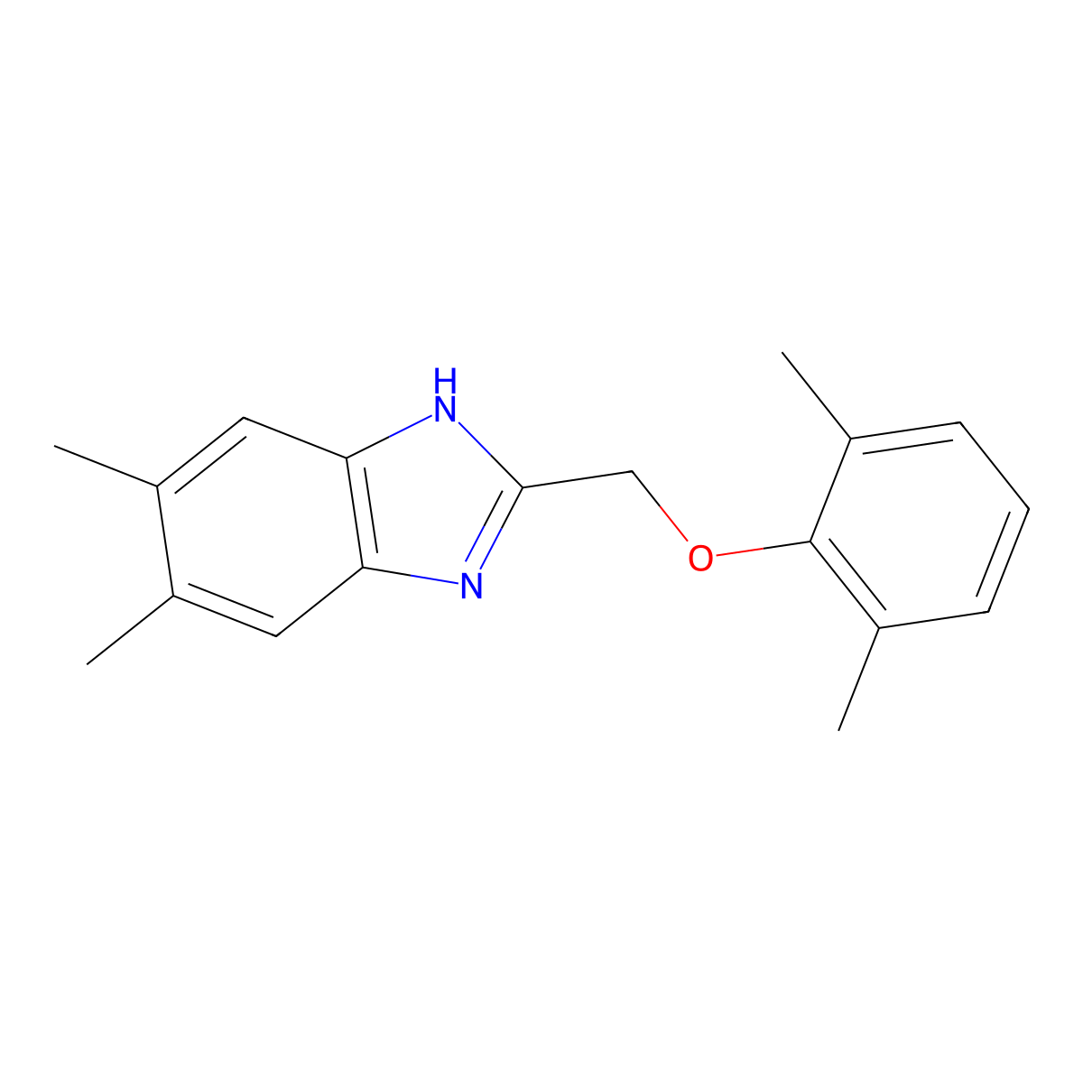 2-[(2,6-dimethylphenoxy)methyl]-5,6-dimethyl-1H-benzimidazole molecular structure, CAS 1018164-67-4