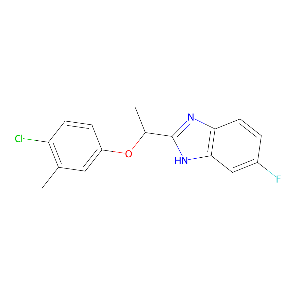 1-Chloro-4-[(5-fluorobenzimidazol-2-yl)ethoxy]-2-methylbenzene molecular structure, CAS 1018164-88-9