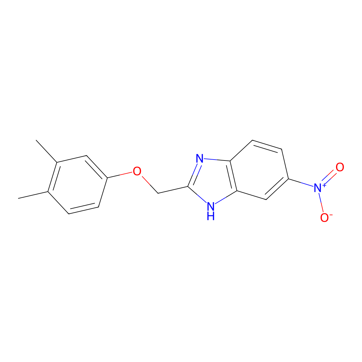 2-[(3,4-dimethylphenoxy)methyl]-5-nitro-1H-benzimidazole molecular structure, CAS 1018164-93-6