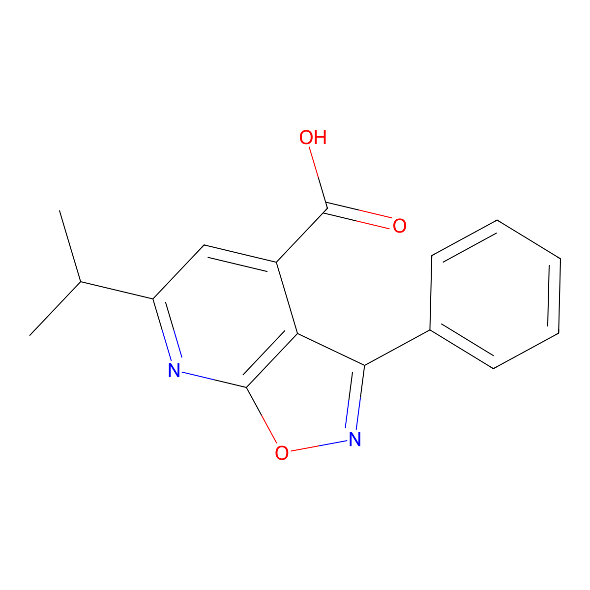 6-Isopropyl-3-phenylisoxazolo[5,4-b]pyridine-4-carboxylic acid molecular structure, CAS 1018164-96-9