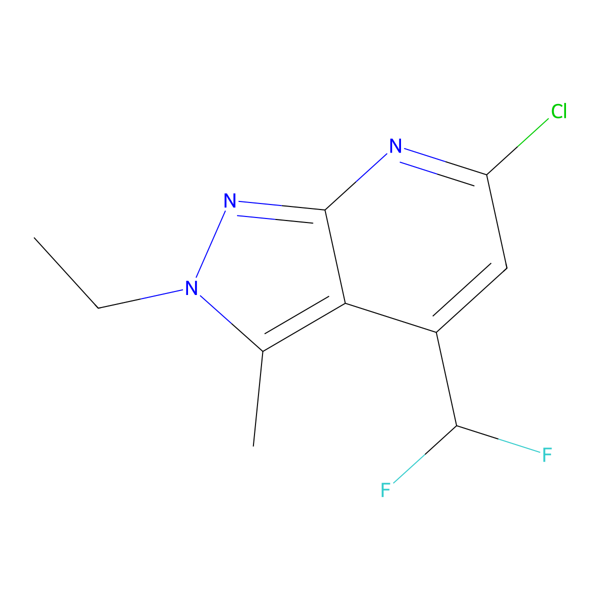 6-chloro-4-(difluoromethyl)-2-ethyl-3-methyl-2H-pyrazolo[3,4-b]pyridine molecular structure, CAS 1018165-01-9