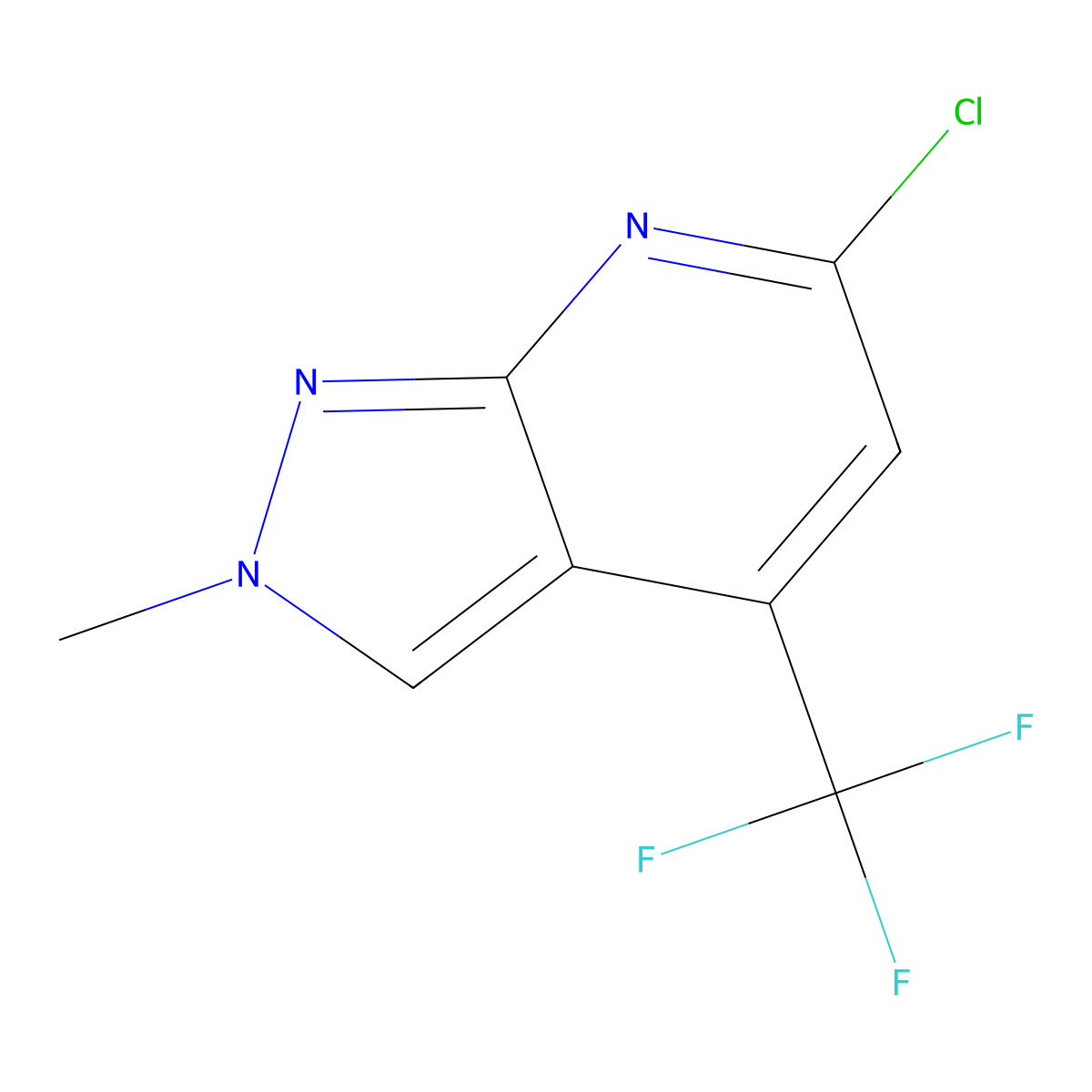 6-chloro-2-methyl-4-(trifluoromethyl)-2H-pyrazolo[3,4-b]pyridine molecular structure, CAS 1018165-10-0