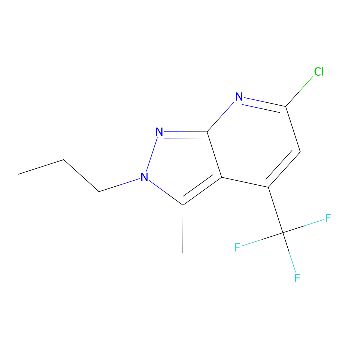 6-chloro-3-methyl-2-propyl-4-(trifluoromethyl)-2H-pyrazolo[3,4-b]pyridine molecular structure, CAS 1018165-22-4
