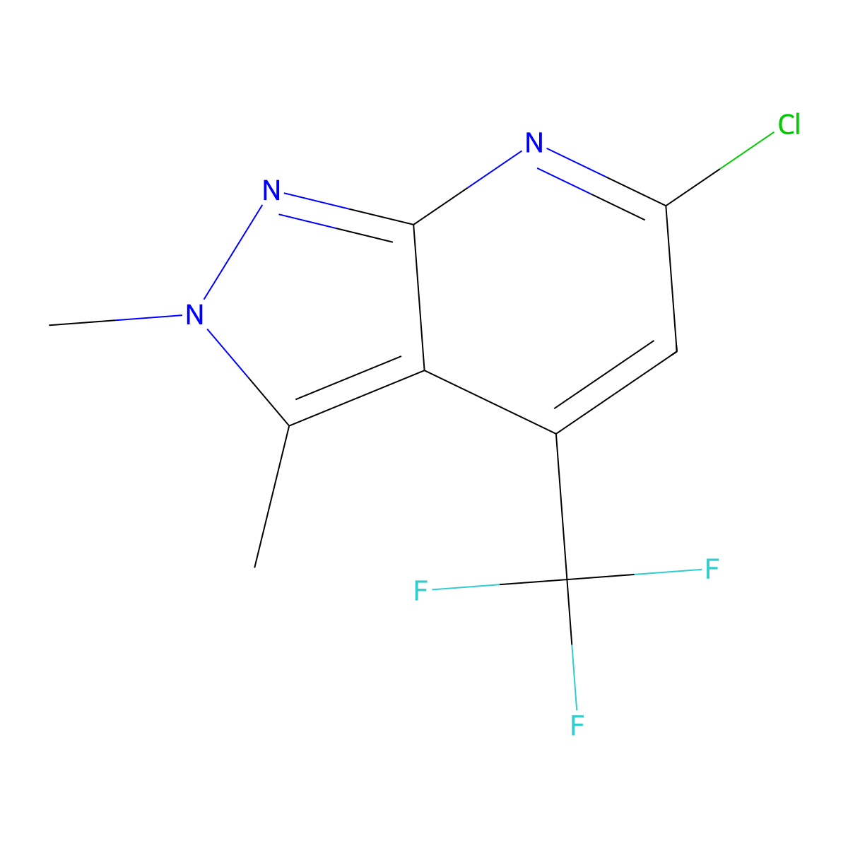 6-chloro-2,3-dimethyl-4-(trifluoromethyl)-2H-pyrazolo[3,4-b]pyridine molecular structure, CAS 1018165-26-8