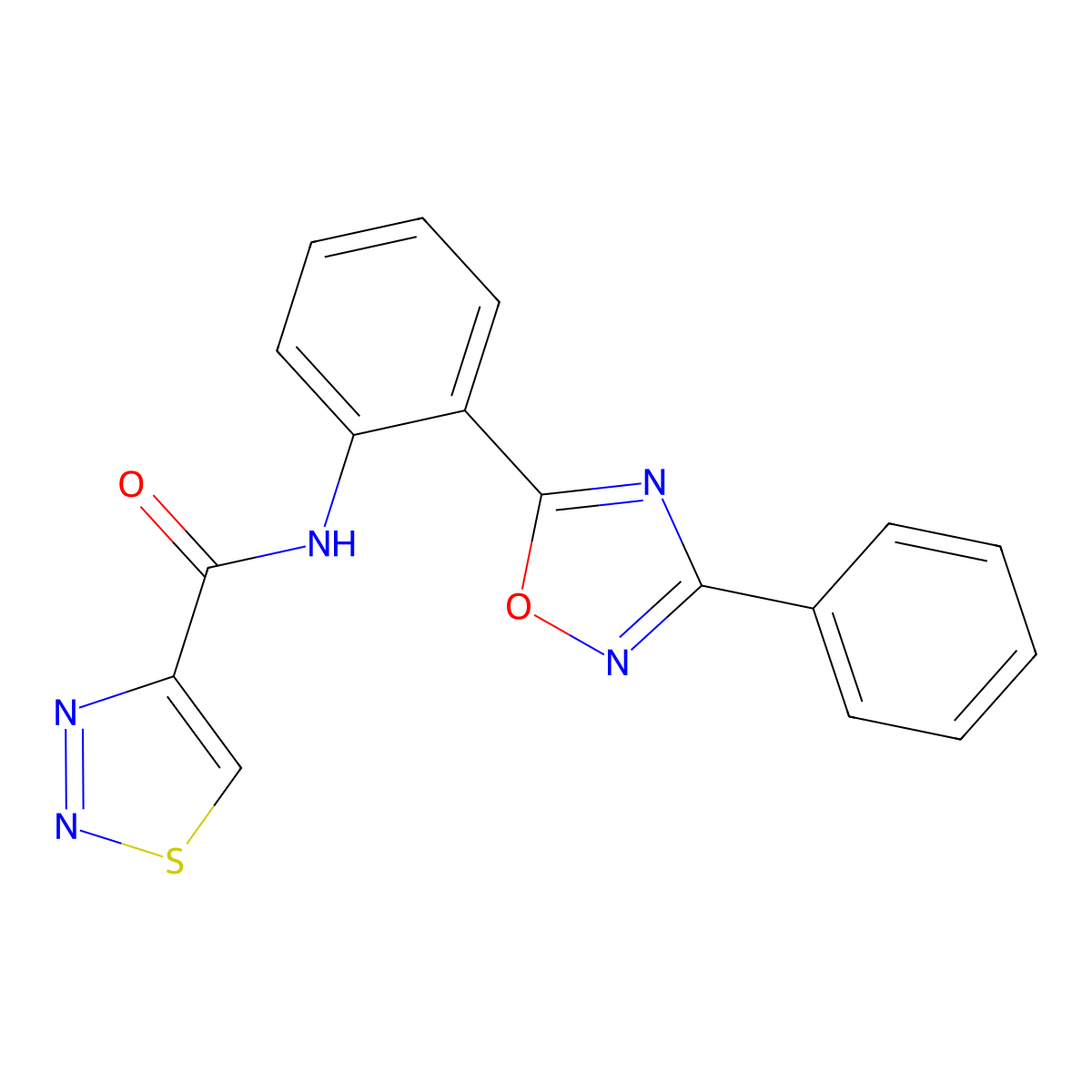 N-[2-(3-phenyl-1,2,4-oxadiazol-5-yl)phenyl]-1,2,3-thiadiazole-4-carboxamide molecular structure, CAS 1018165-36-0
