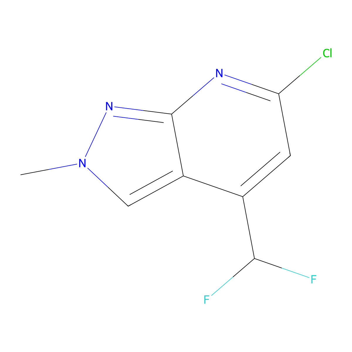 6-chloro-4-(difluoromethyl)-2-methyl-2H-pyrazolo[3,4-b]pyridine molecular structure, CAS 1018165-42-8