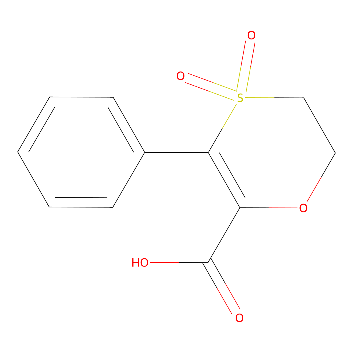 3-Phenyl-5,6-dihydro-1,4-oxathiine-2-carboxylic acid 4,4-dioxide molecular structure, CAS 1018165-44-0